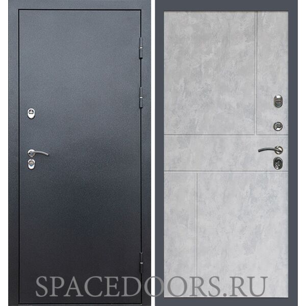 Дверь Termo-door Сибирь Серебро антик Горизонт бетон светлый
