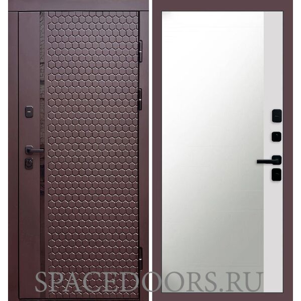 Дверь Termo-door Simple шоколад Зеркало фацет Белый софт