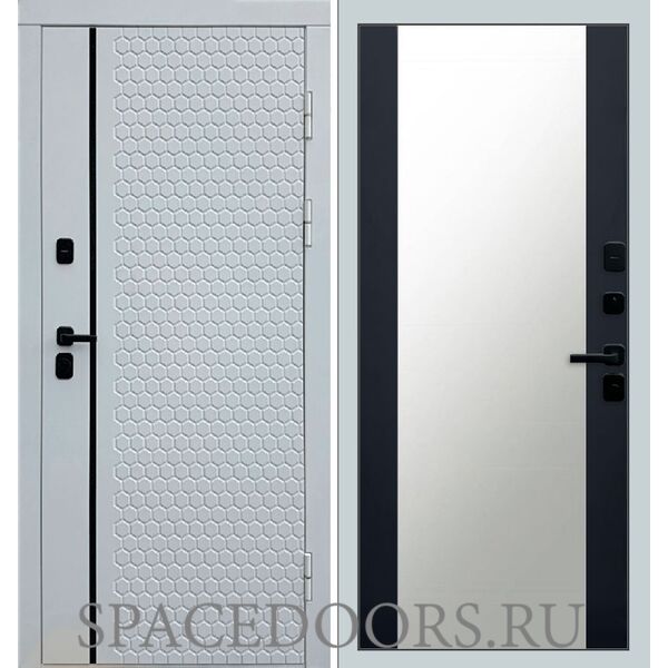 Дверь Termo-door Simple white 27 зеркало Черный кварц