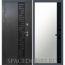 Дверь Termo-door Термо Сибирь серебро антик декор Зеркало фацет Черный кварц