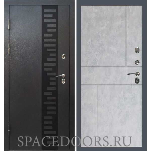 Дверь Termo-door Термо Сибирь серебро антик декор Горизонт бетон светлый