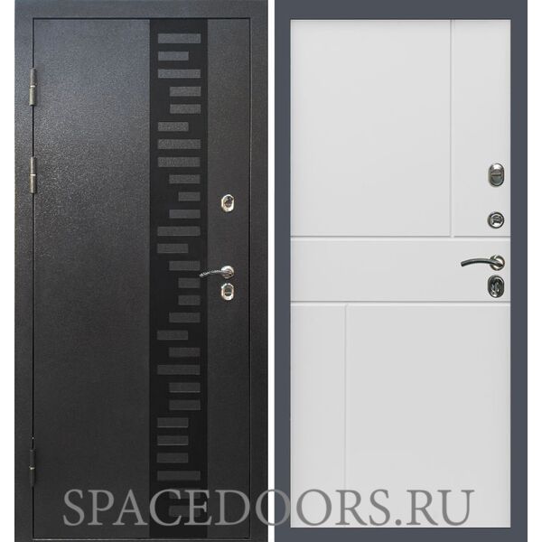 Дверь Termo-door Термо Сибирь серебро антик декор Горизонт белый