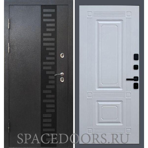 Дверь Termo-door Термо Сибирь серебро антик декор Мадрид Белый софт