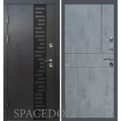Дверь Termo-door Термо Сибирь серебро антик декор Горизонт бетон темный