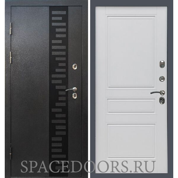 Дверь Termo-door Термо Сибирь серебро антик декор Классика белый матовый