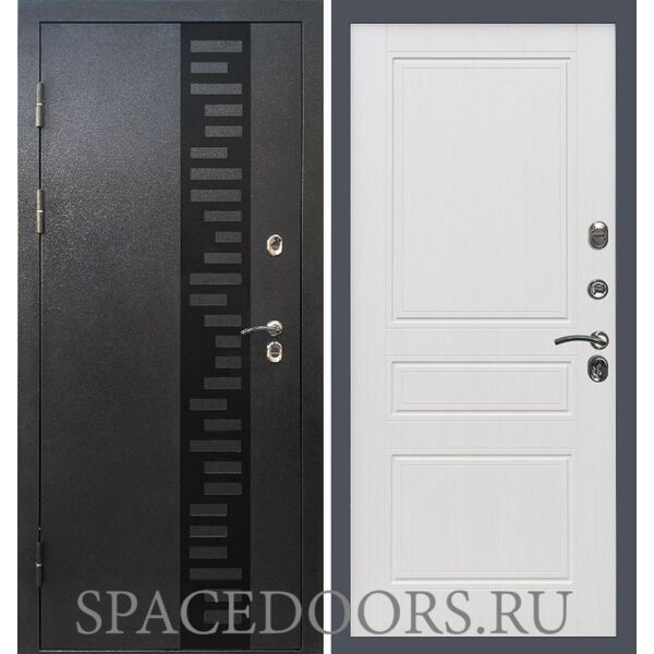 Дверь Termo-door Термо Сибирь серебро антик декор Классика белое дерево