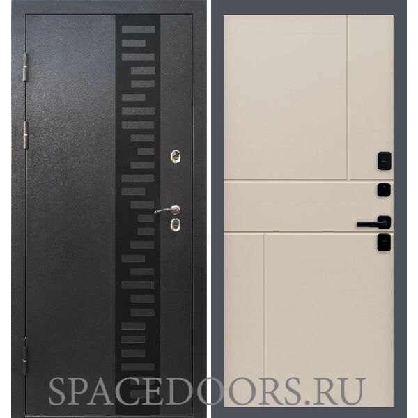 Дверь Termo-door Термо Сибирь серебро антик декор Горизонт Слоновая кость