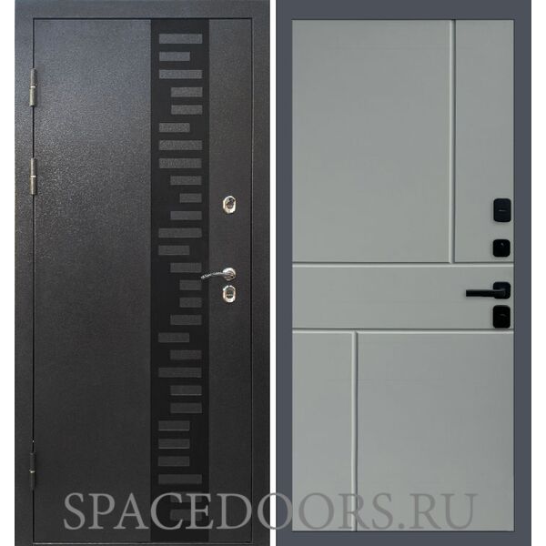 Дверь Termo-door Термо Сибирь серебро антик декор Горизонт Grey софт