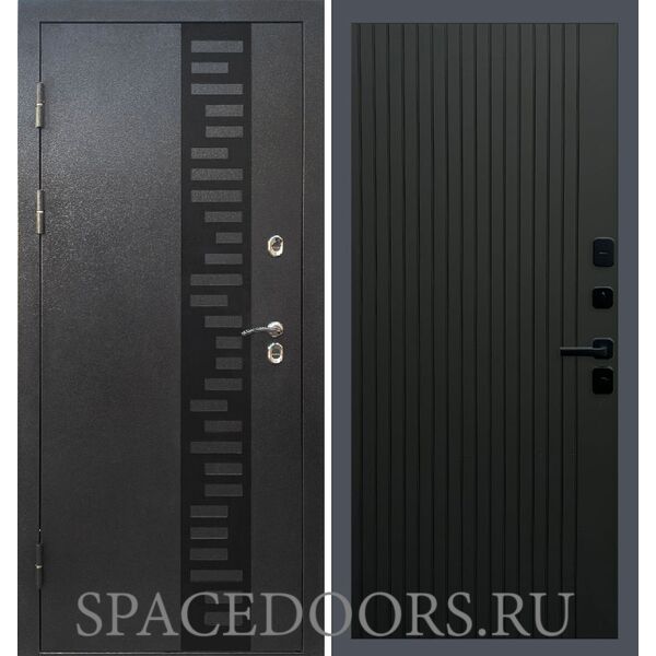 Дверь Termo-door Термо Сибирь серебро антик декор Flat Черный кварц