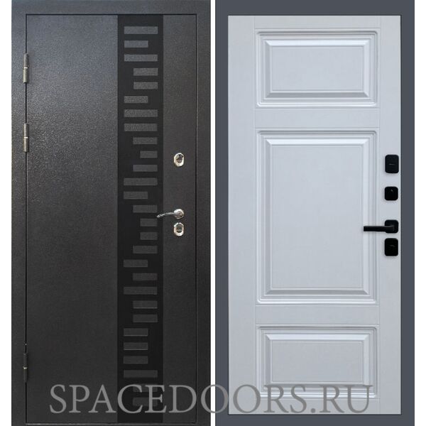 Дверь Termo-door Термо Сибирь серебро антик декор Лион Белый софт