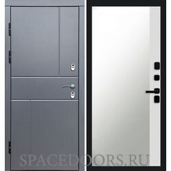 Дверь Termo-door Термо Вертикаль Grey антик Зеркало фацет Белый софт