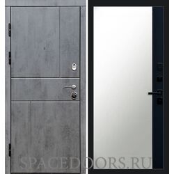 Дверь Termo-door Вертикаль бетон Зеркало фацет Черный кварц