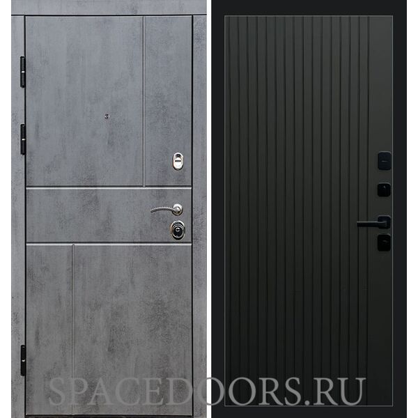 Дверь Termo-door Вертикаль бетон Flat Черный кварц