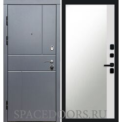 Дверь Termo-door Вертикаль Grey Зеркало фацет Белый софт