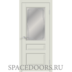 Межкомнатная дверь Velldoris экошпон VILLA со стеклом 3V без притвора Светло-серый эмалит