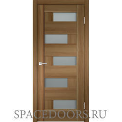 Межкомнатная дверь Velldoris экошпон PREMIER 5 со стеклом без притвора Орех золотой