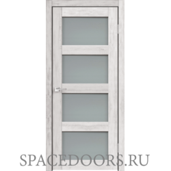 Межкомнатная дверь Velldoris экошпон TREND 14 со стеклом без притвора Санторини белый