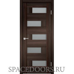 Межкомнатная дверь Velldoris экошпон PREMIER 5 со стеклом без притвора Орех каштан