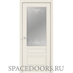 Межкомнатная дверь Velldoris эмаль АЛЯСКА со стеклом 3V без притвора Слоновая кость