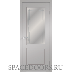 Межкомнатная дверь Velldoris экошпон VILLA со стеклом 2V без притвора Эмалит серый
