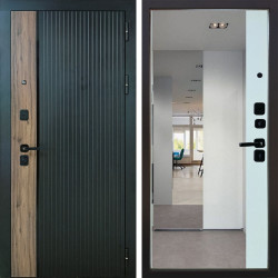 Заводские двери Ларте с зеркалом панорама матовая белая