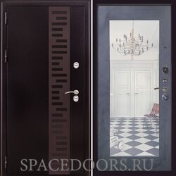 Заводские двери Урал МП с декором панель Модерн зеркало бетон темный