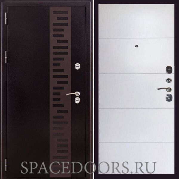 Заводские двери Урал МП с декором панель Тривия эмалит софт белый