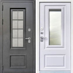 Уличная дверь Урал с окном и терморазрывом Букле графит