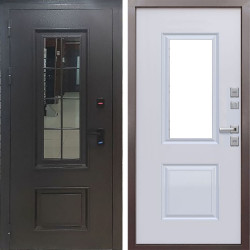 Уличная дверь Урал с окном и терморазрывом Букле коричневый